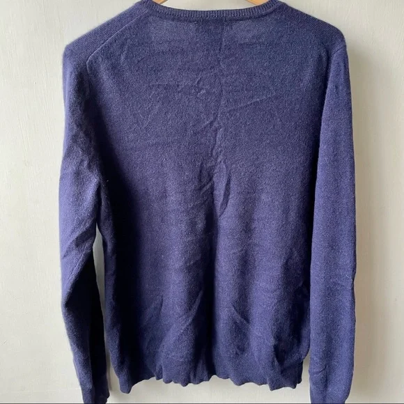 Lord & Taylor V-Neck Cashmere Sweater Evening Blue XL - Picture 4 of 4